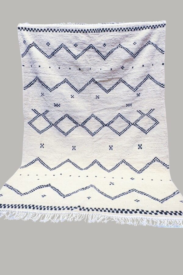Berber Azilal handmade wool creamy with black lines rug 315cm/210cm