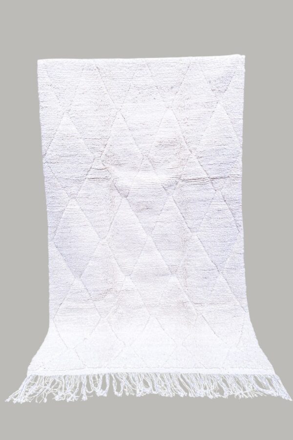 Berber beni ourain handmade wool white rug 260cm/ 170cm