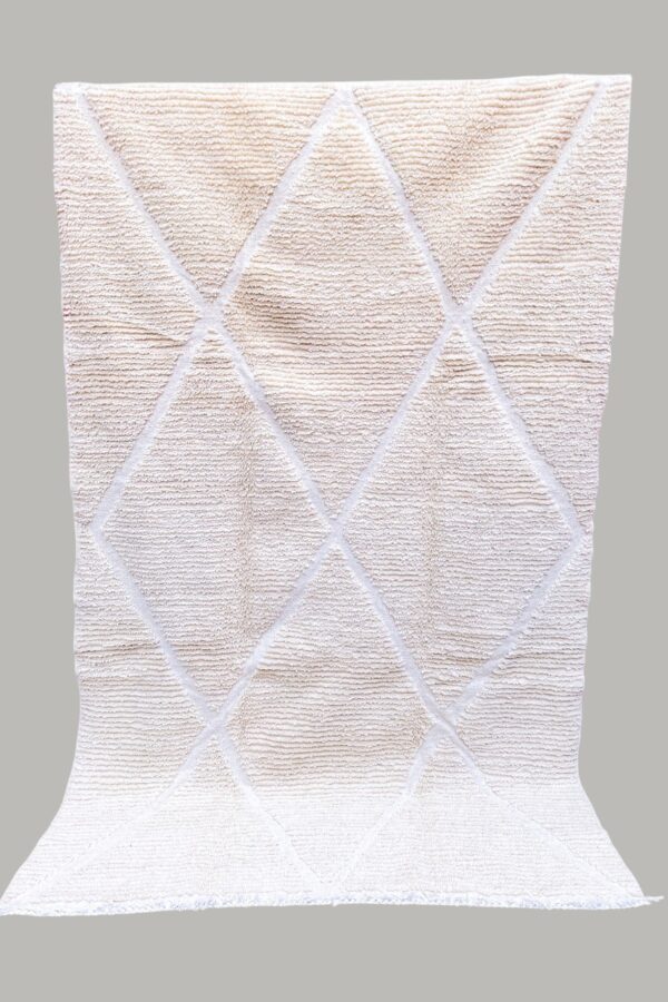 Berber beni ourain handmade wool white rug 256cm/155cm
