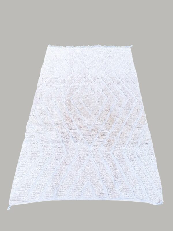 Berber beni ourain handmade wool white rug 240cm/150cm - Image 2