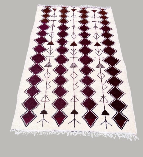 Berber Azilal handmade wool, creamy with brown design rug 320cm/190cm - Image 2